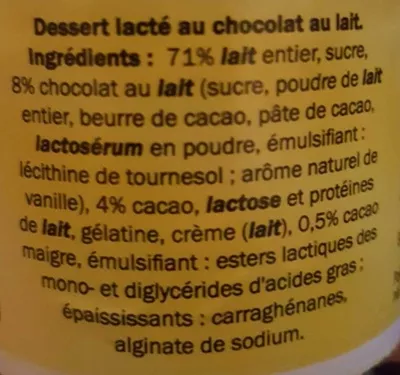 Lista de ingredientes del producto Mousse au chocolat KingFrais, Lidl 240 g (4 *60 g)