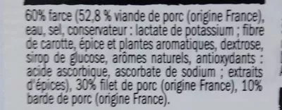 Lista de ingredientes del producto 6 paupiettes de porc Big West 750 g