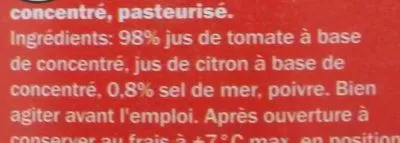 Lista de ingredientes del producto Jus de Tomate  Solevita, Lidl 1 L e