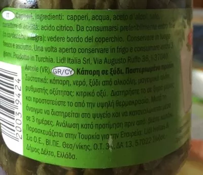 Lista de ingredientes del producto Capers Freshona, Puda 90 g