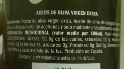 Lista de ingredientes del producto Huile d'olive Olisone 