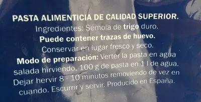 Lista de ingredientes del producto Spaghetti Combino 