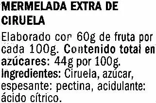 Lista de ingredientes del producto Mermelada de ciruela Boulé 650 g, 580 ml