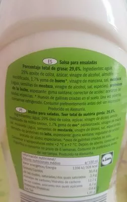 Lista de ingredientes del producto Salatcreme Kania 