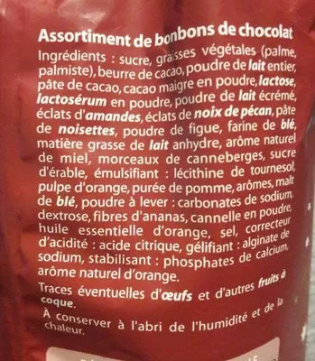 Lista de ingredientes del producto Papillotes chocolat lait  