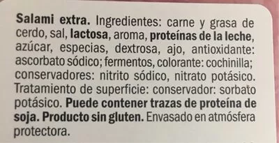 Lista de ingredientes del producto Salchichón extra Realvalle 