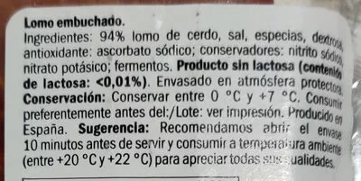 Lista de ingredientes del producto Lomo Embuchado Sol & Mar 2 x 75 g (150 g)