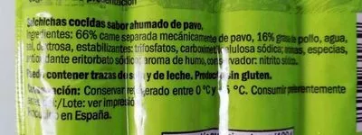 Lista de ingredientes del producto Vienas de pavo Realvalle 