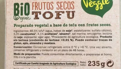 Lista de ingredientes del producto Tofu Frutos Secos Bio My Best Veggie 235 g