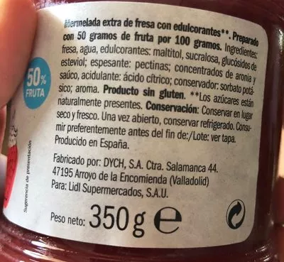 Lista de ingredientes del producto Marmelada extra fresa Boulé 