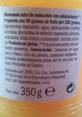 Lista de ingredientes del producto Mermelada melocotón 0% Boulé 