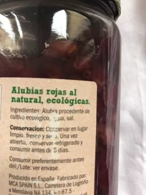 Lista de ingredientes del producto Alubia roja Campo Largo 