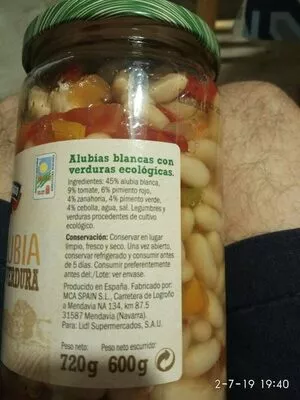 Lista de ingredientes del producto Bio Alubia con verdura Campo Largo 720 g