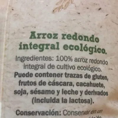 Lista de ingredientes del producto Arroz redondo integral Campo Largo 500g