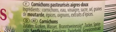 Lista de ingredientes del producto Cornichons aigres-doux Silberkranz 