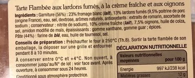 Lista de ingredientes del producto Flammekueche Saveurs de nos régions 350 g