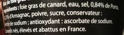 Lista de ingredientes del producto Bloc de foie gras de canard succès gourmand 200 g