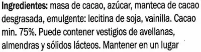 Lista de ingredientes del producto Edel-Bitter-Schokolade Trinidad 75% Kakao J.D. Gross 125 g (3 x 41,7 g)