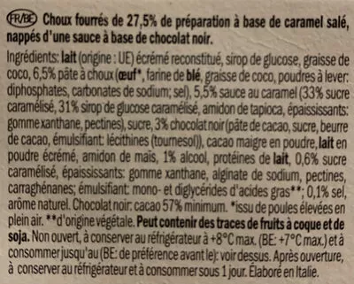 Lista de ingredientes del producto Profiteroles Caramel Salé Deluxe 160 g (2 * 80 g)