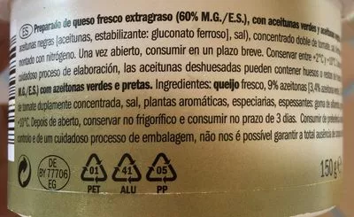 Lista de ingredientes del producto Crémeux aux olives Milbona 125 g