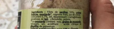 Lista de ingredientes del producto Rillettes de sardine au citron  