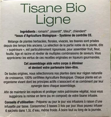 Lista de ingredientes del producto Tisane Bio Ligne Etre bio 