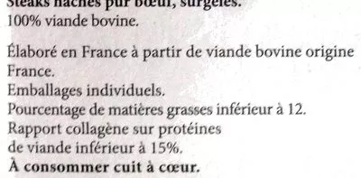 Lista de ingredientes del producto 8 steaks hachés façon bouchère L'Étal du Boucher 1 kg