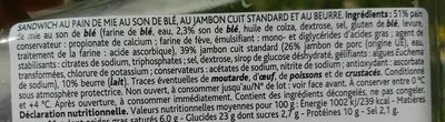 Lista de ingredientes del producto Jambon beurre Chef Select to Go 145 g