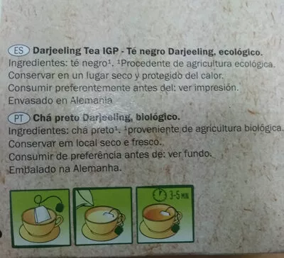 Lista de ingredientes del producto Darjeeling Bio Fairglobe 50 g (25 sachets de 2 g)