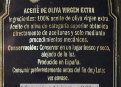 Lista de ingredientes del producto Aceite de oliva virgen extra  