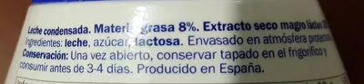 Lista de ingredientes del producto Leche  condensada 8% m.g Milbona 450 g