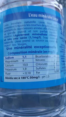 Lista de ingredientes del producto Eau minerale naturelle  1,5 L