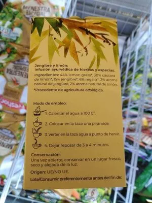 Lista de ingredientes del producto Jengibre y limón Lord Nelson 