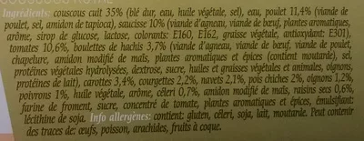 Lista de ingredientes del producto Couscous royal Saveurs du monde 350 g