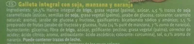 Lista de ingredientes del producto Galletas Digestive Naranja & Soja Sondey 800 g (2 x 400 g)