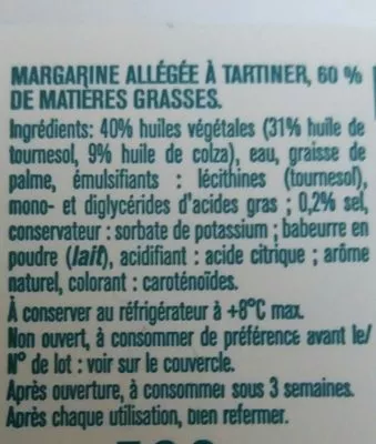 Lista de ingredientes del producto Margarine Vita d'Or 500g