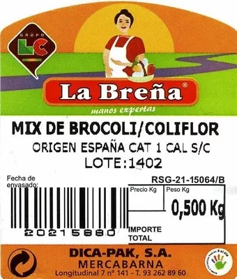 Lista de ingredientes del producto Mix de brócoli y coliflor La Breña 500 g