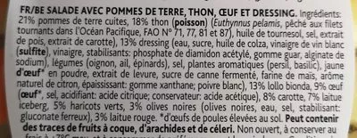 Lista de ingredientes del producto Salade repas thon Chef Select 450 g