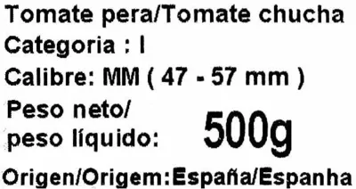 Lista de ingredientes del producto Tomate pera Vicasol 500 g