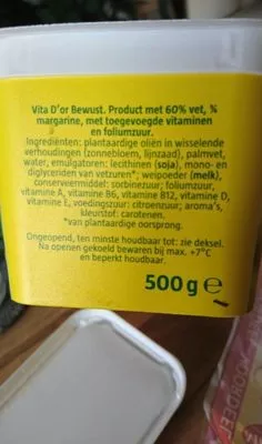 Lista de ingredientes del producto Margarine Vita d'or 