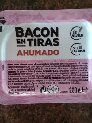 Lista de ingredientes del producto Bacon en tiras ahumado Realvalle 200g