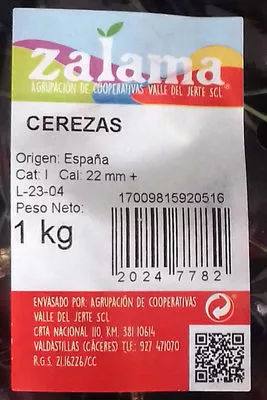 Lista de ingredientes del producto Cerezas Zalama 1 Kg