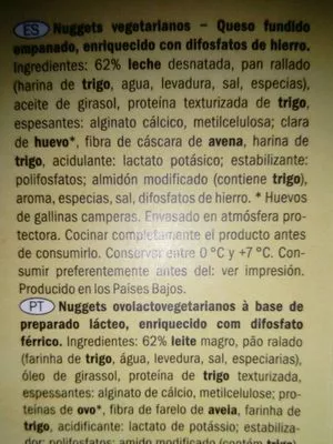 Lista de ingredientes del producto Nuggets vegetariens  