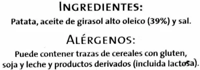 Lista de ingredientes del producto Patatas fritas onduladas "SnackDay" Snack Day 170 g