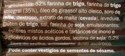 Lista de ingredientes del producto Tostas com farinha integral Certossa 750 g (5 x 150 g)