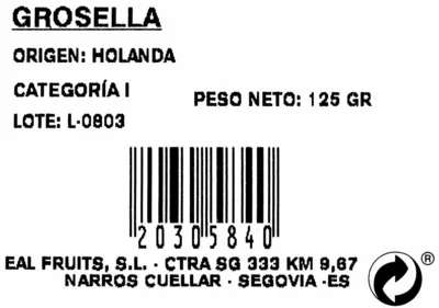 Lista de ingredientes del producto Grosellas  125 g