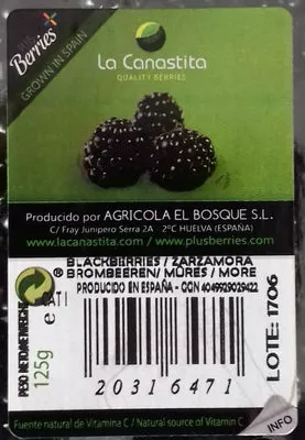 Lista de ingredientes del producto Moras La Canastita 125 g