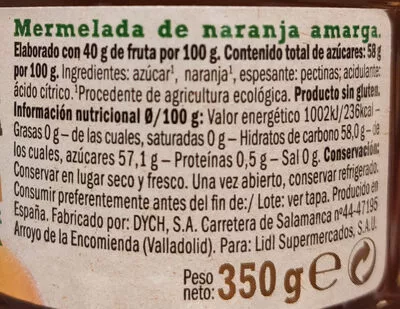 Lista de ingredientes del producto Mermelada naranja amarga Maribel 350 g