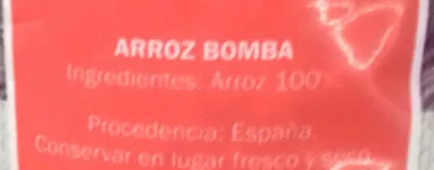 Lista de ingredientes del producto Arroz Bomba Campo Largo 1 kg