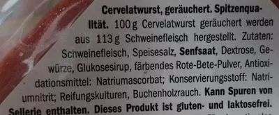 Lista de ingredientes del producto Cervelatwurst XXL Dulano 240g